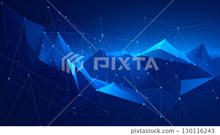 Abstract blue background with a 3D origami paper boat sailing on the water 130116243