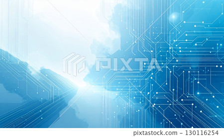 Abstract blue circuit board background with digital lines illustrating computer processor technology Abstract blue circuit board background with digital lines illustrating computer processor technology 130116254