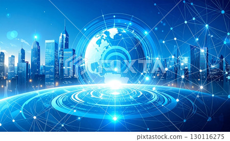 Futuristic digital technology pattern with a light blue circle design on a dark background Futuristic digital technology pattern with a light blue circle design on a dark background 130116275