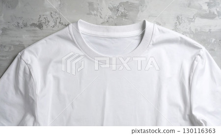 Blank white cotton T-shirt on a mannequin, a versatile clothing template for casual fashion designs 130116363