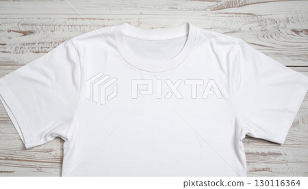 Blank white cotton T-shirt on a mannequin, a versatile clothing template for casual fashion designs 130116364