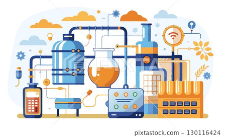 A technology-driven craft brewery concept utilizing innovative brewing technology, efficient production processes, and data-driven decision-making, optimizing brewing efficiency, reducing waste, and 130116424