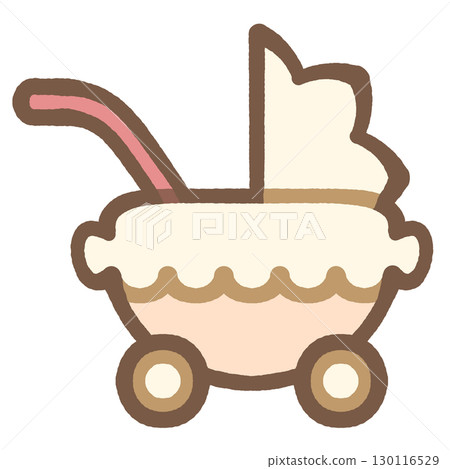 可愛的嬰兒車圖示插圖素材 可愛的嬰兒車圖示插圖素材 130116529