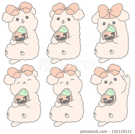 6隻奶油色玩具貴賓犬配萬聖節餅乾 6隻奶油色玩具貴賓犬配萬聖節餅乾 130116531