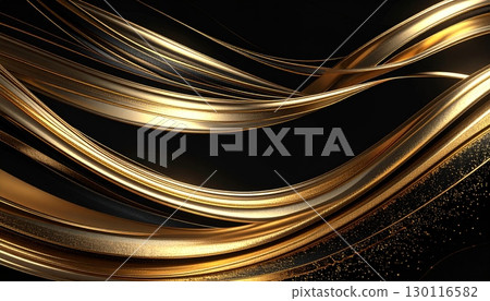 Golden and orange waves flow in an abstract, dynamic pattern with a textured, fiery effect 130116582