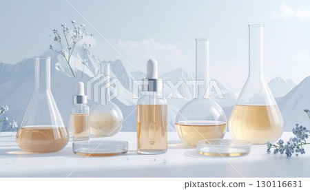 laboratory glassware with chemical 130116631