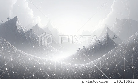 Abstract blue background with flowing light lines and technology-inspired wave patterns 130116632