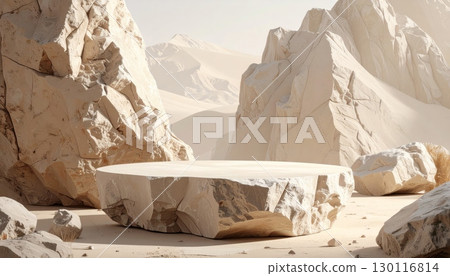 Ancient ice caves carved from mountain rock and stone with a winter landscape Ancient ice caves carved from mountain rock and stone with a winter landscape 130116814