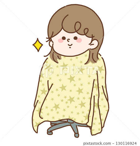 Illustration of a child sitting and getting a haircut at their first hair salon 130116924