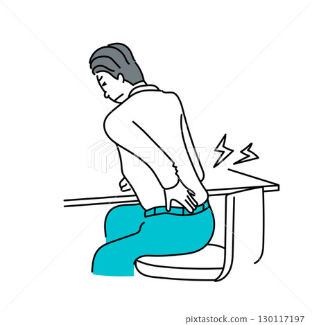 Stock Illustration: Vector illustration of a man suffering from back pain due to desk work 130117197