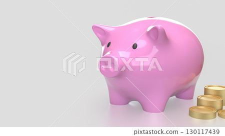 The Piggy Bank and coins  for saving or earn concept 3d Rendering. 130117439