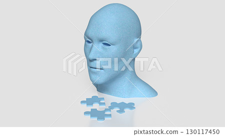 The Human Bust and Jigsaw for Abstract concept 3d Rendering. 130117450