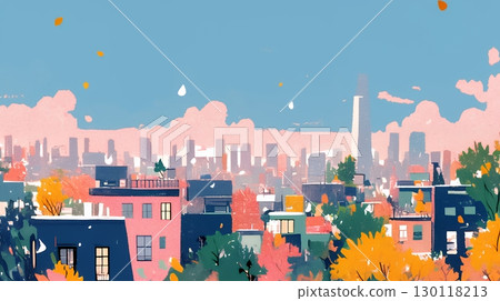 Cityscape and blue sky (pop and cute colors) 130118213