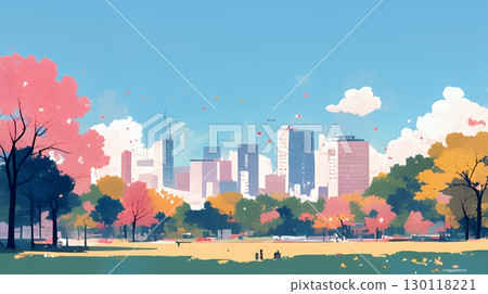 Cityscape and blue sky (pop and cute colors) 130118221