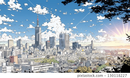 城市景觀與藍天 130118227