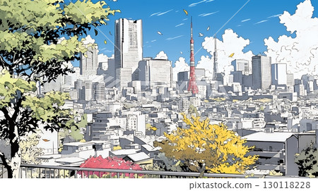 城市景觀與藍天 130118228