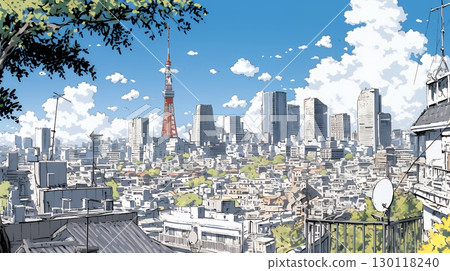 城市景觀與藍天 130118240