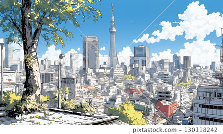 城市景觀與藍天 130118242