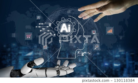 AI Brain Processing Data with Generative Artificial Intelligence Concept Muxer 130118384