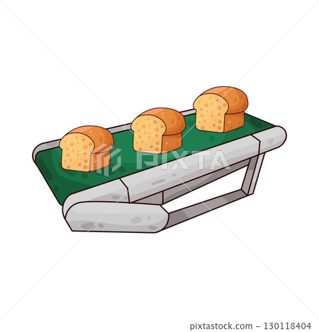illustration of bread on the conveyor illustration of bread on the conveyor 130118404