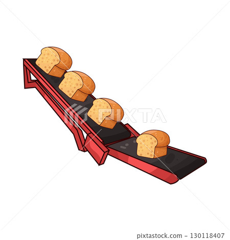 illustration of bread on the conveyor 130118407