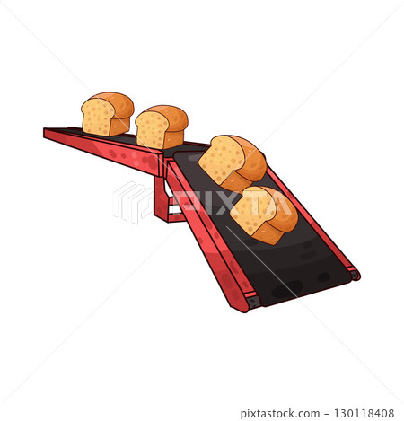 illustration of bread on the conveyor 130118408