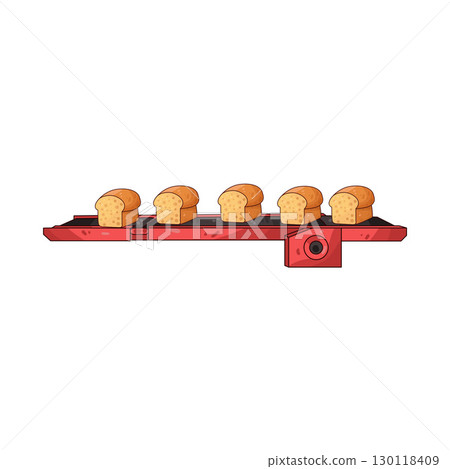 illustration of bread on the conveyor 130118409