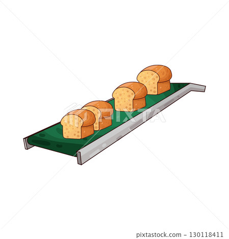 illustration of bread on the conveyor 130118411