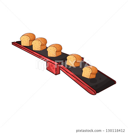 illustration of bread on the conveyor 130118412