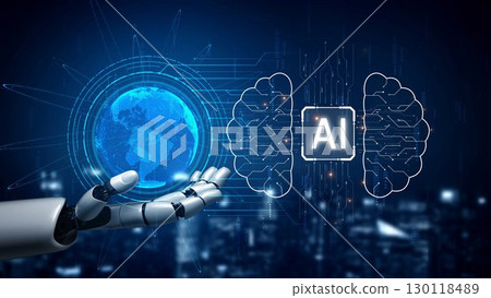 AI Brain Processing Data with Generative Artificial Intelligence Concept Muxer 130118489