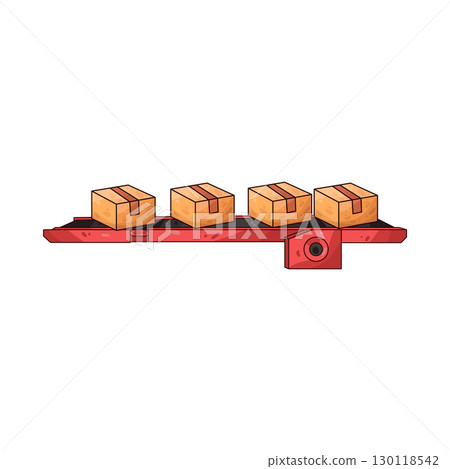 illustration of boxes on conveyor 130118542