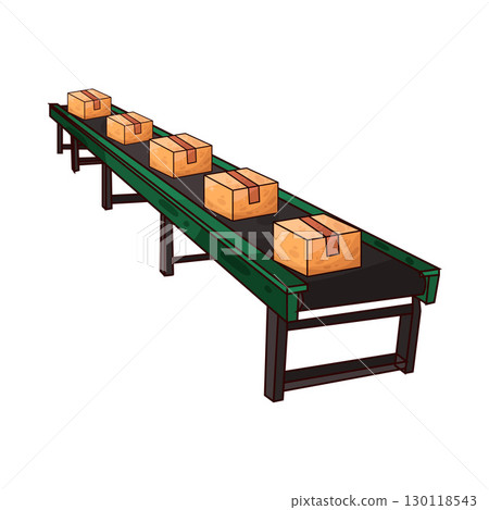 illustration of boxes on conveyor 130118543