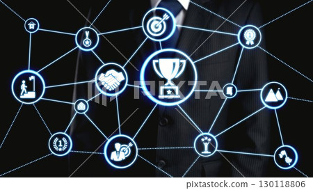 Business achievement and success concept icons Spire 130118806