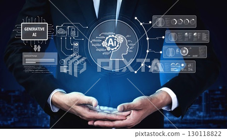 AI Brain Processing Data with Generative Artificial Intelligence Concept Muxer 130118822