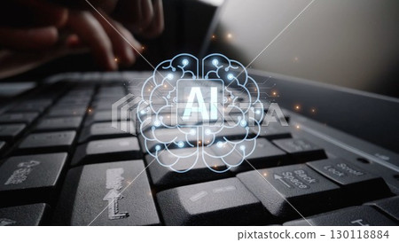 AI Brain Processing Data with Generative Artificial Intelligence Concept Muxer 130118884