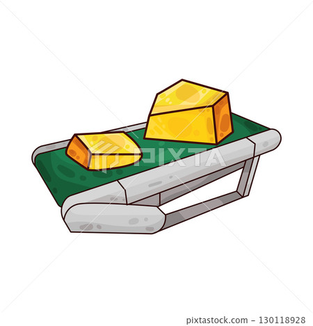 illustration of gold on conveyor illustration of gold on conveyor 130118928
