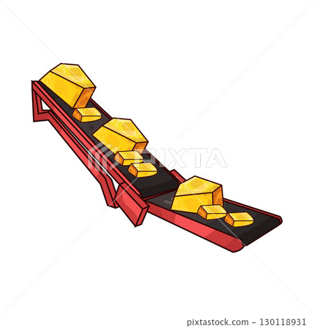 illustration of gold on conveyor 130118931