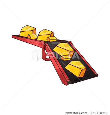 illustration of gold on conveyor 130118932