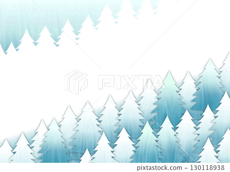 Coniferous forest frame horizontal white 130118938