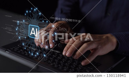 AI Brain Processing Data with Generative Artificial Intelligence Concept Muxer 130118941