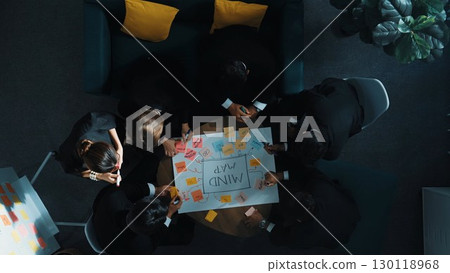 Group of business people brainstorm idea while writing mind map. Directorate. Group of business people brainstorm idea while writing mind map. Directorate. 130118968