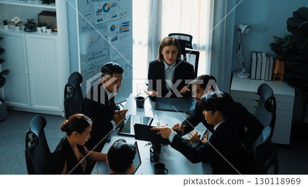 Time lapse of diverse marketing team prepare for business meeting. Directorate. 130118969