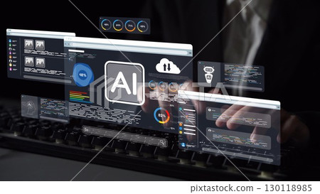 AI Brain Processing Data with Generative Artificial Intelligence Concept Muxer 130118985