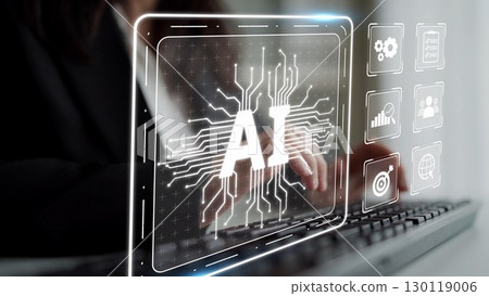 AI Brain Processing Data with Generative Artificial Intelligence Concept Muxer 130119006