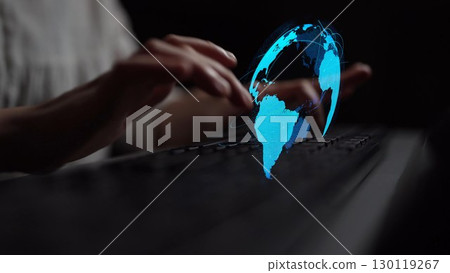 Global network connection visualization showing data exchange Thunk 130119267
