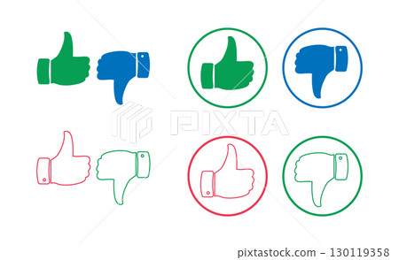 Colorful Thumbs Up and Down Icons for Feedback and Ratings. Colorful Thumbs Up and Down Icons for Feedback and Ratings. 130119358