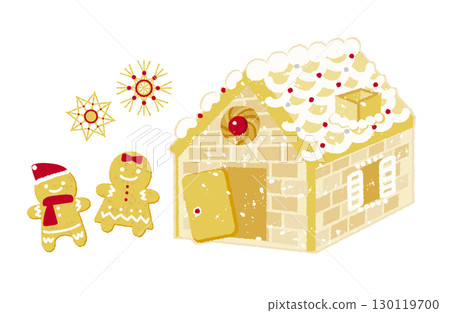 薑餅和薑餅屋的聖誕插圖 薑餅和薑餅屋的聖誕插圖 130119700