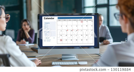 Calendar on computer software application for brisk schedule planning 130119884