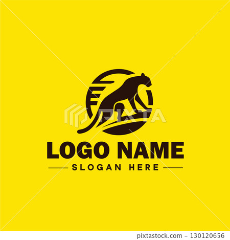 Cheetah animal logo and icon clean flat modern minimalist business and luxury brand logo design editable vector 130120656