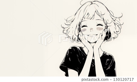 A young woman saying "Yes" with a big smile (simple colors) 130120717